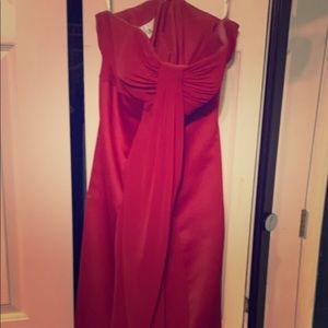 David's Bridal F13274 Red Strapless Long Formal